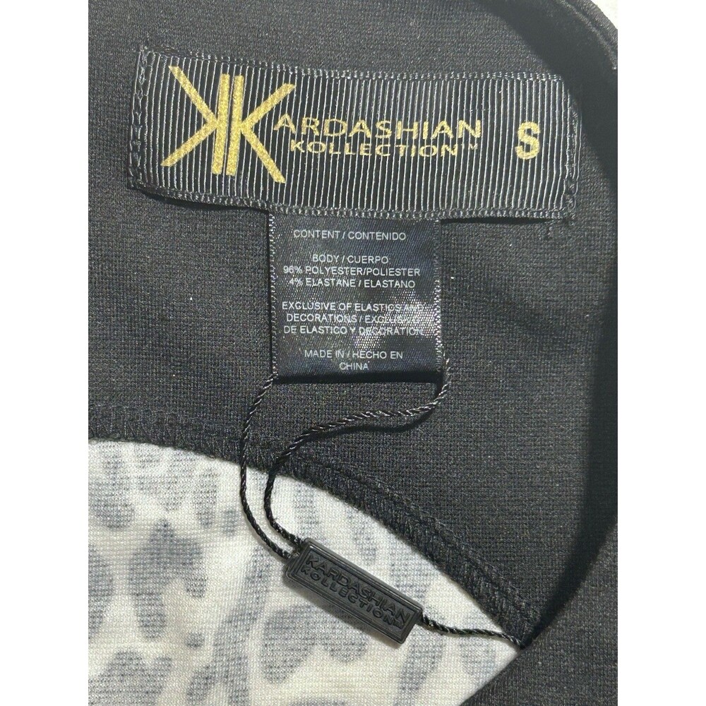 Kardashian Kollection Womens Dress Size S Black White Snow Leopard Print Bodycon - Picture 5 of 12